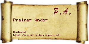 Preiner Andor névjegykártya